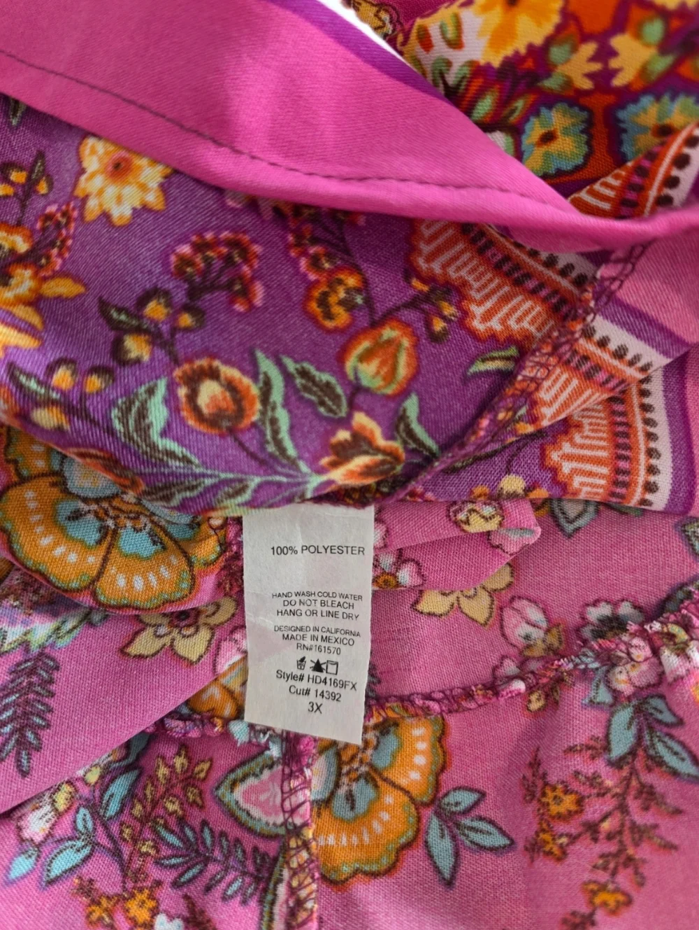 Haptics 3X Fuchsia Floral Maxi Dress Puff Sleeve Boho Fit Flare NWT - Picture 9 of 10